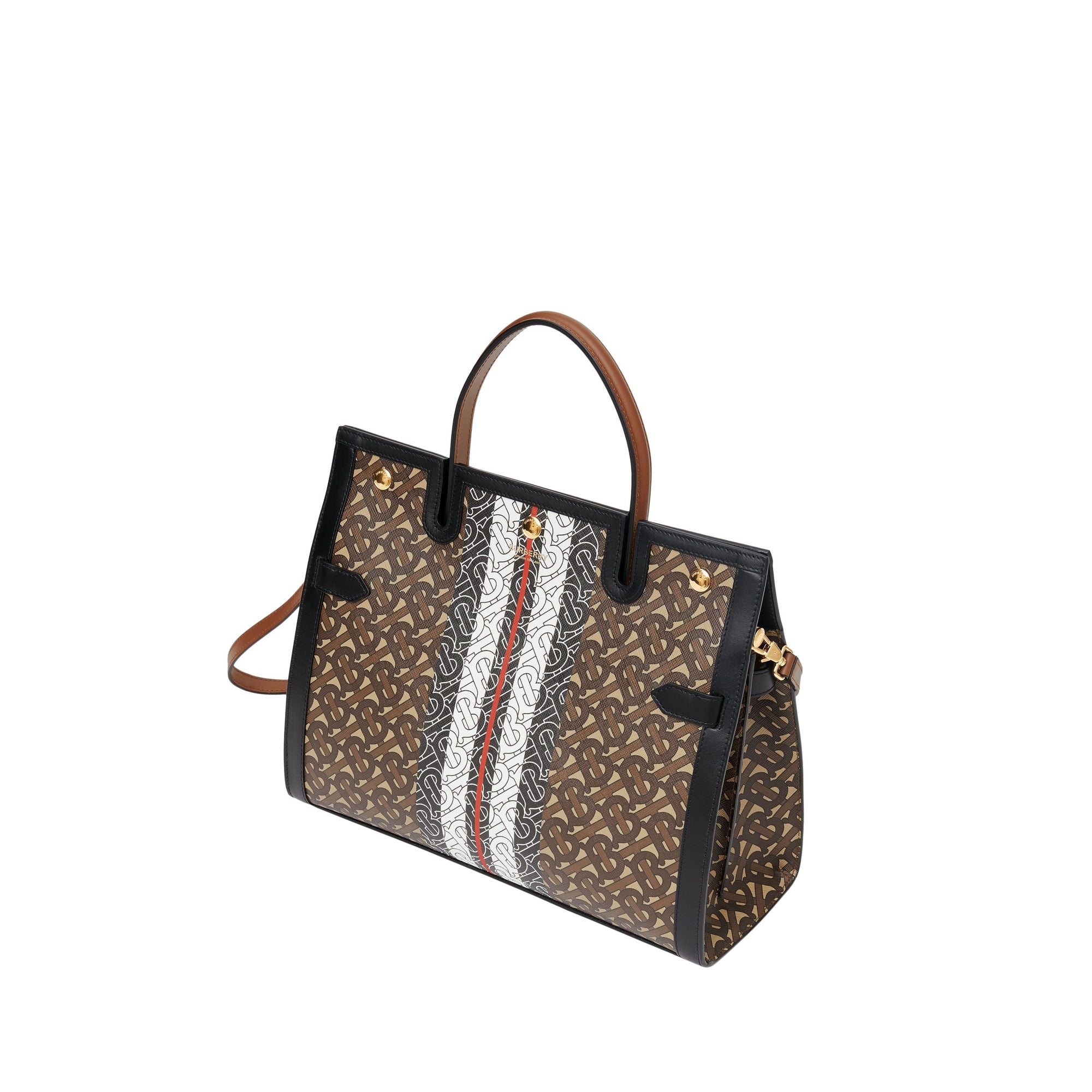Sac Title moyen en toile écologique rayé Monogram - Bridle Brown
