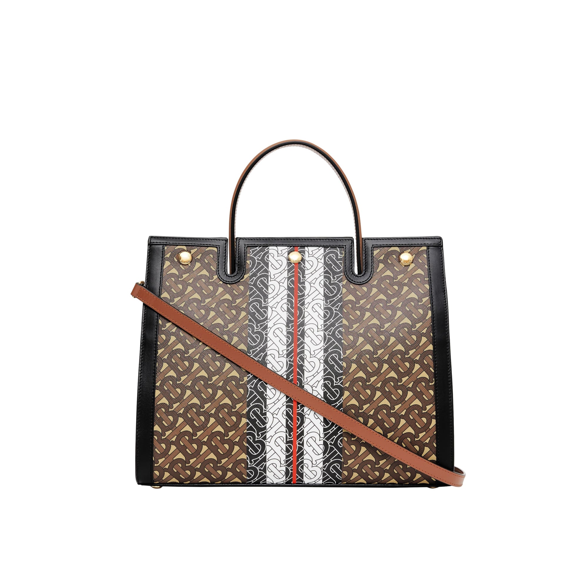 Sac Title moyen en toile écologique rayé Monogram - Bridle Brown