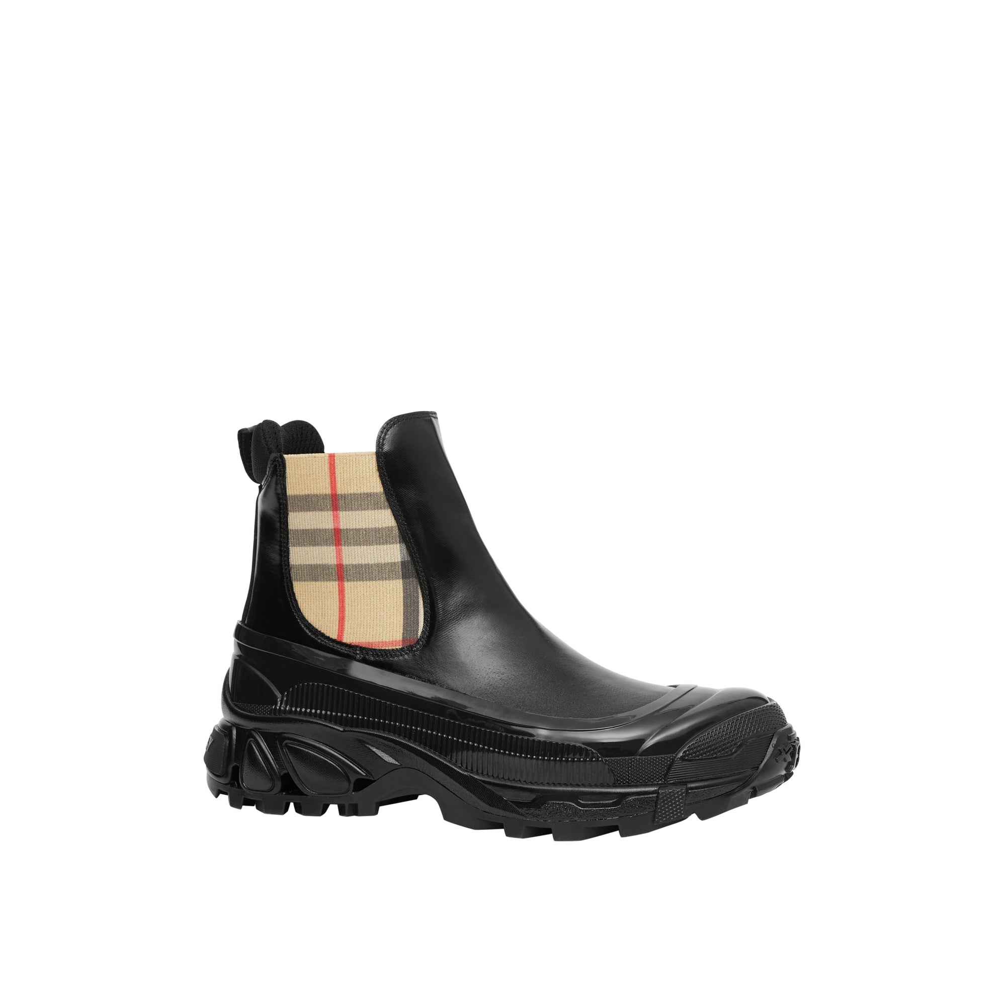 Bottines Chelsea en toile enduite avec Vintage check - Black & Archive Beige