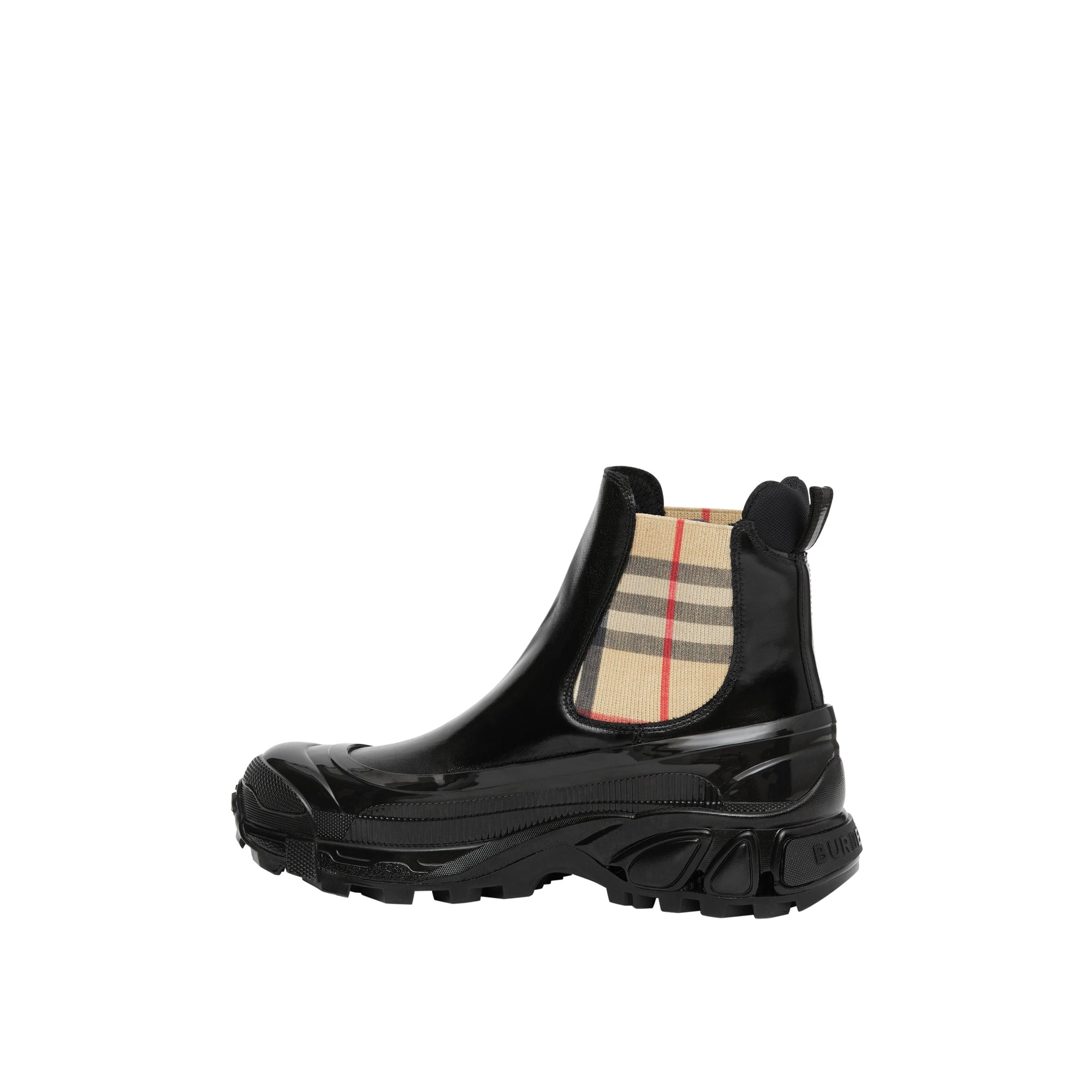 Bottines Chelsea en toile enduite avec Vintage check - Black & Archive Beige