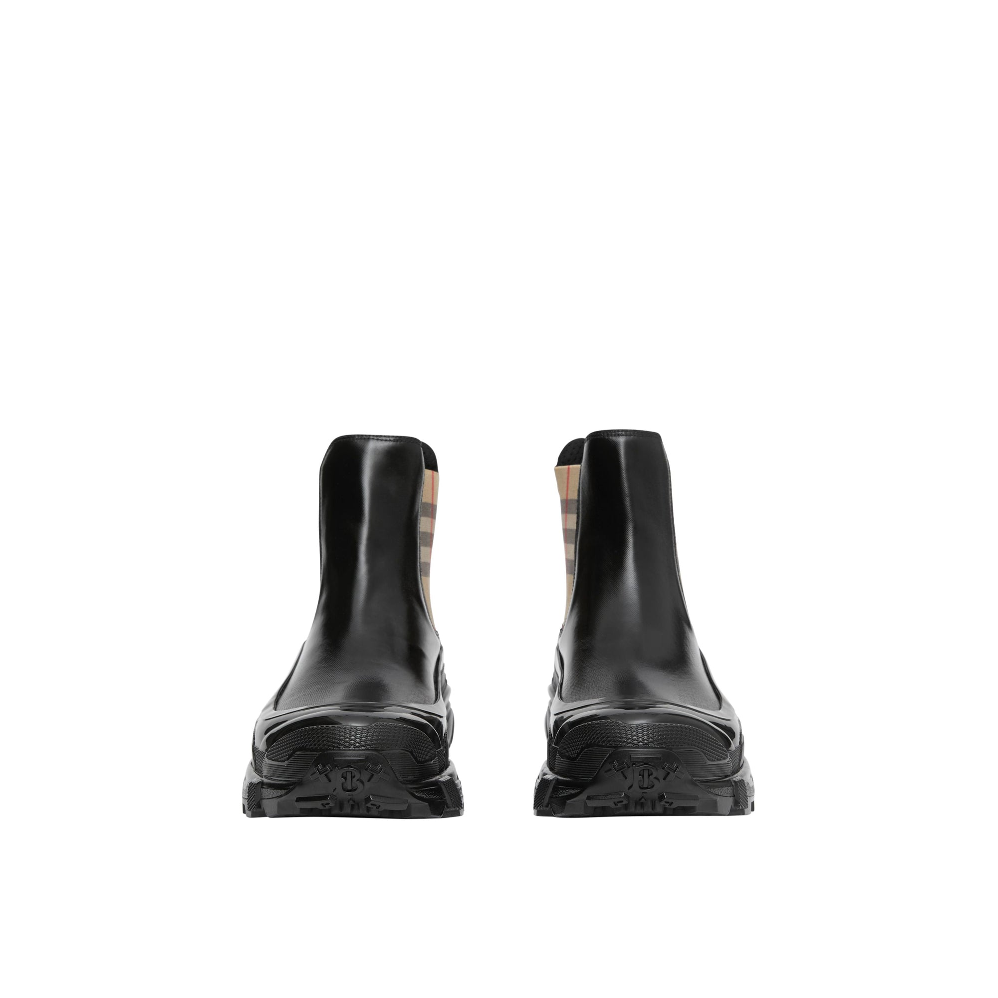 Bottines Chelsea en toile enduite avec Vintage check - Black & Archive Beige
