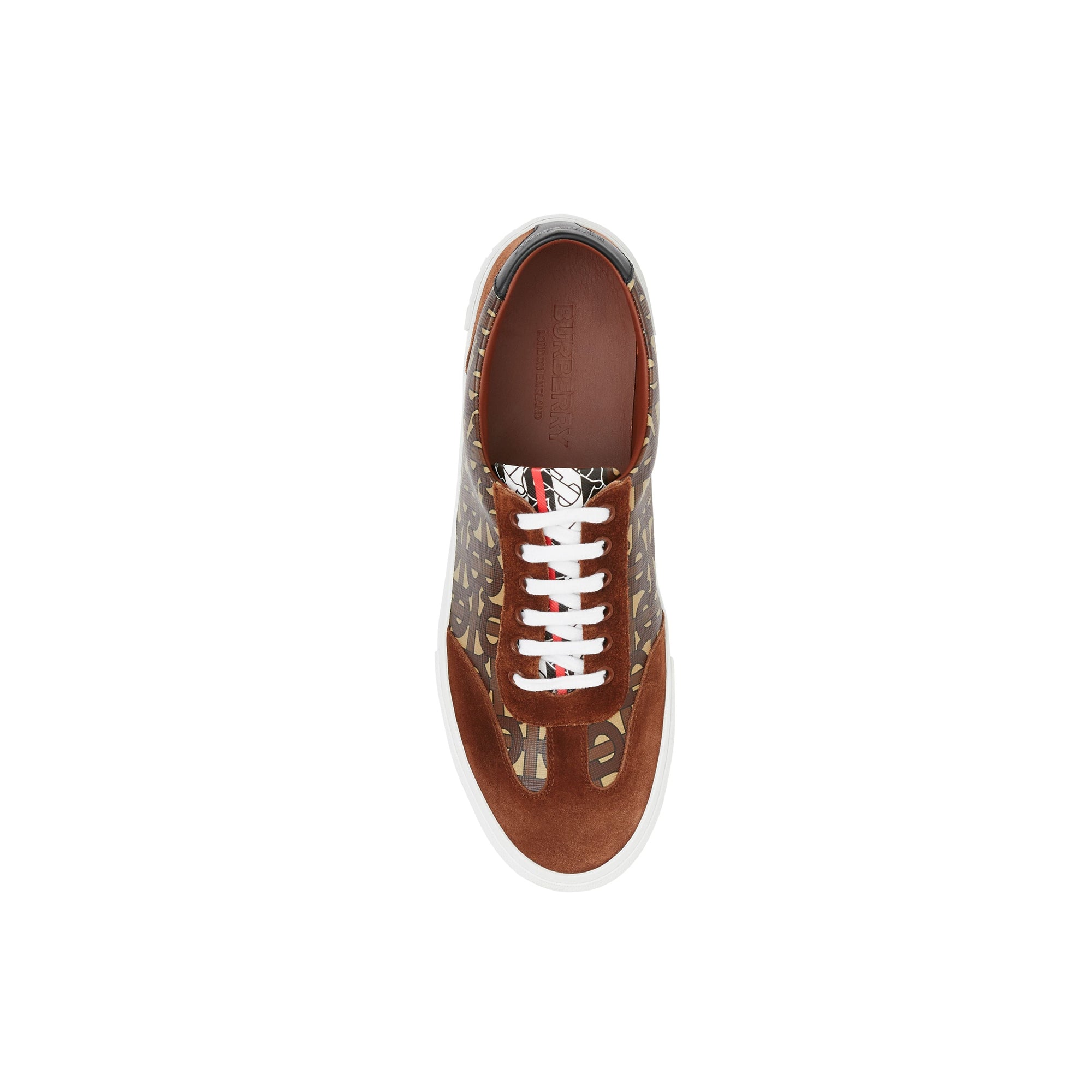 Sneakers à rayures Monogram avec cuir velours - Bridle Brown
