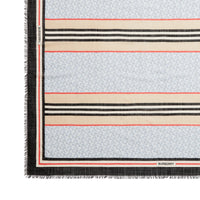 Grand carré en laine et soie Monogram avec rayures iconiques - Light Blue