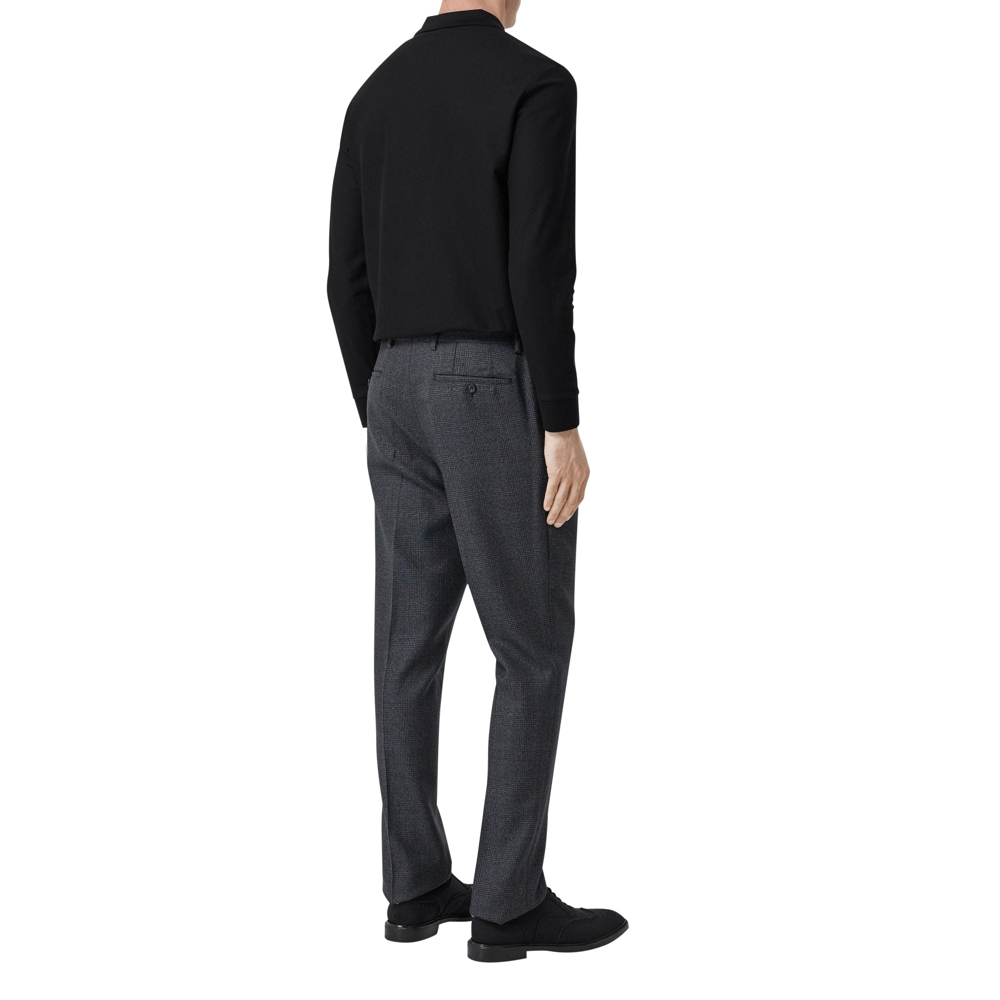 Polo à manches longues en piqué de coton Monogram - Black