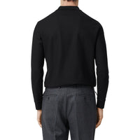 Polo à manches longues en piqué de coton Monogram - Black