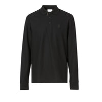 Polo à manches longues en piqué de coton Monogram - Black