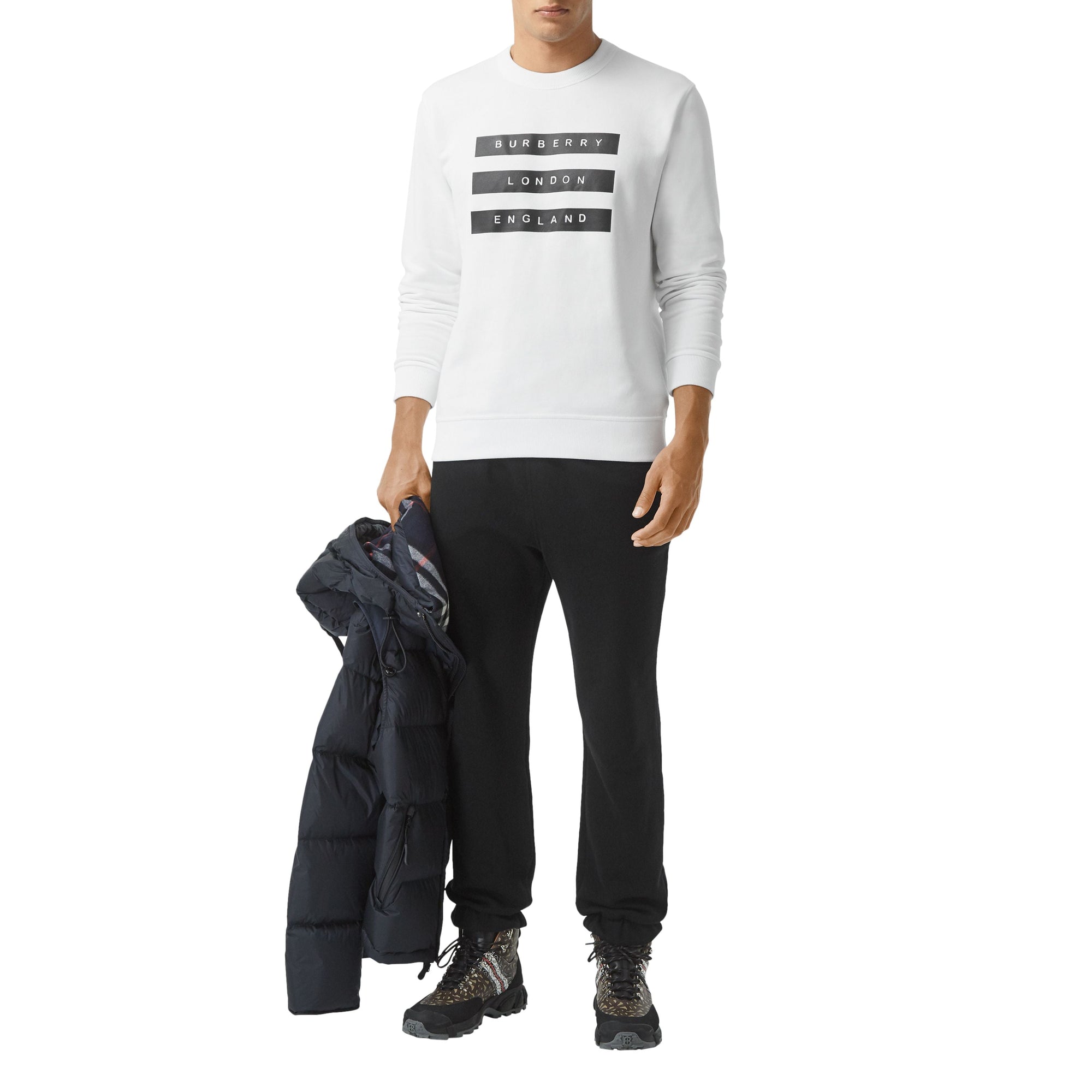Sweat-shirt en coton à imprimé ruban adhésif - White