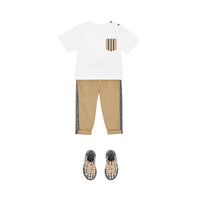 Pantalon chino en coton avec bande à logo - Honey