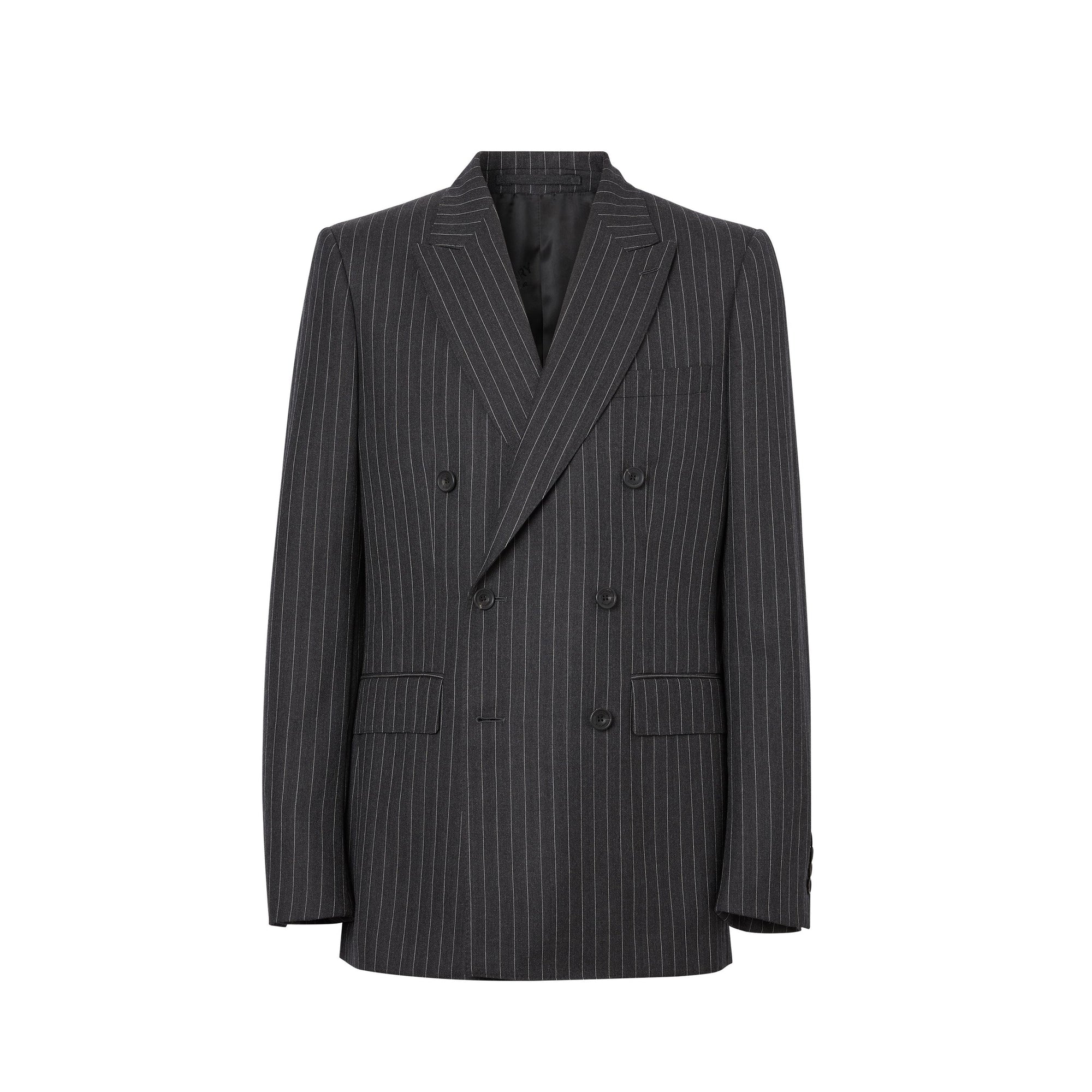 Costume à double boutonnage en laine à fines rayures - Charcoal Pattern