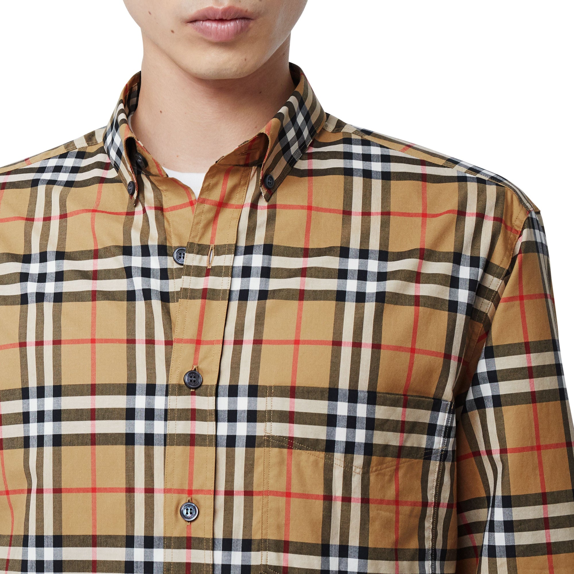 Chemise à col boutonné en coton Vintage check - Antique Yellow