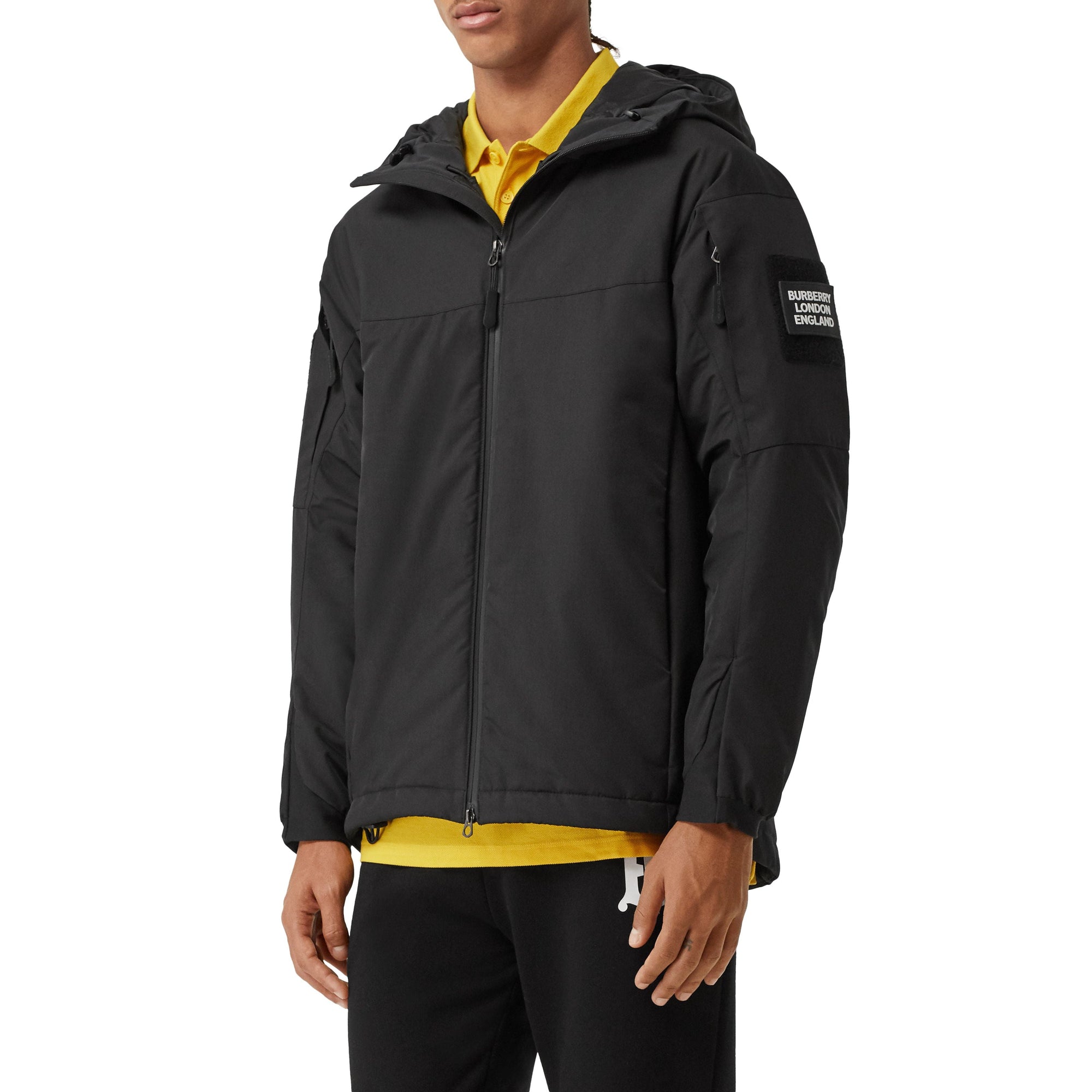 Veste à capuche en polyester recyclé avec logo - Black