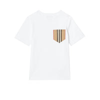 T-shirt en coton avec poche à rayures iconiques - White & Archive Beige