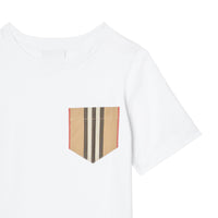T-shirt en coton avec poche à rayures iconiques - White & Archive Beige