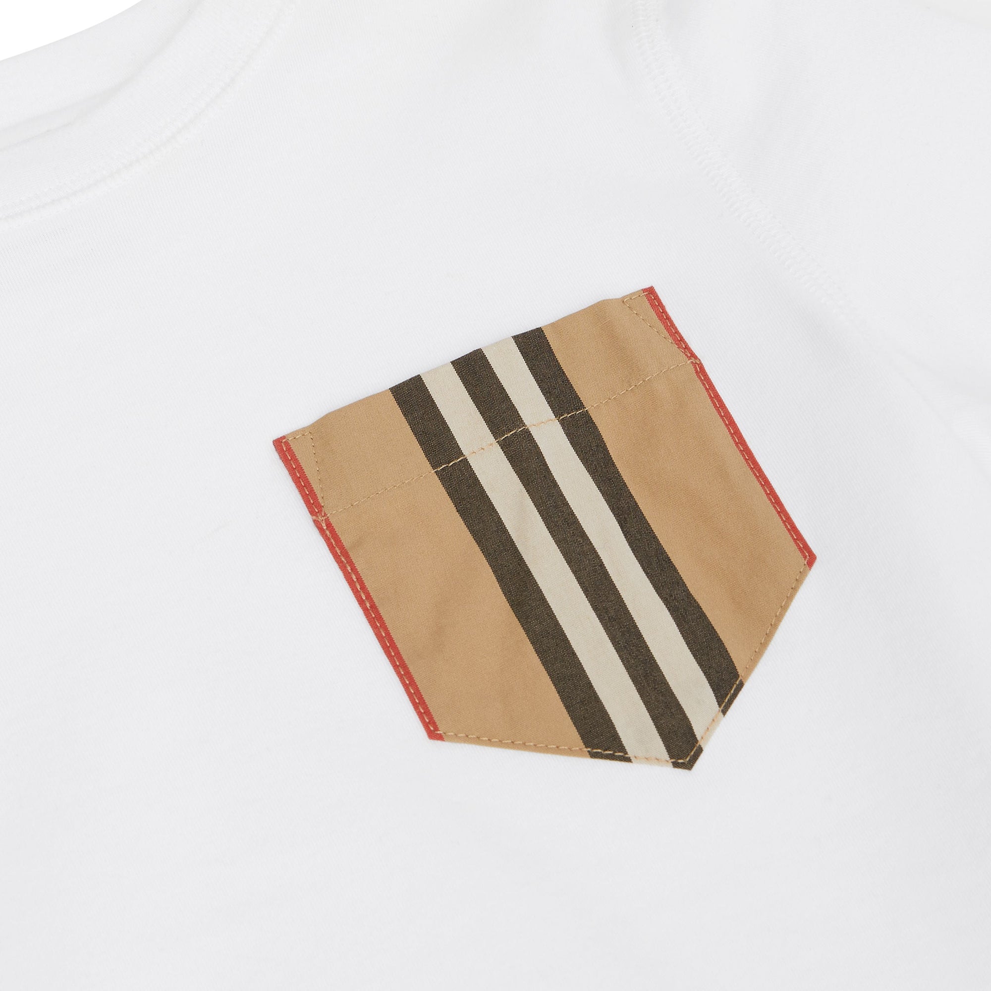 T-shirt en coton avec poche à rayures iconiques - White & Archive Beige