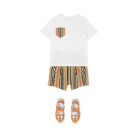 T-shirt en coton avec poche à rayures iconiques - White & Archive Beige