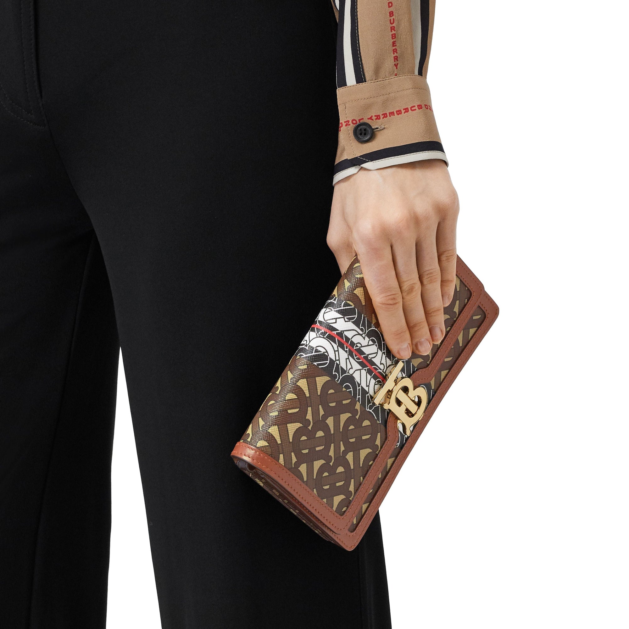 Petit sac porté épaule en toile écologique rayé Monogram - Bridle Brown