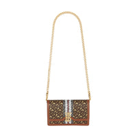 Petit sac porté épaule en toile écologique rayé Monogram - Bridle Brown