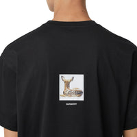 T-shirt oversize en coton à imprimé daim - Black