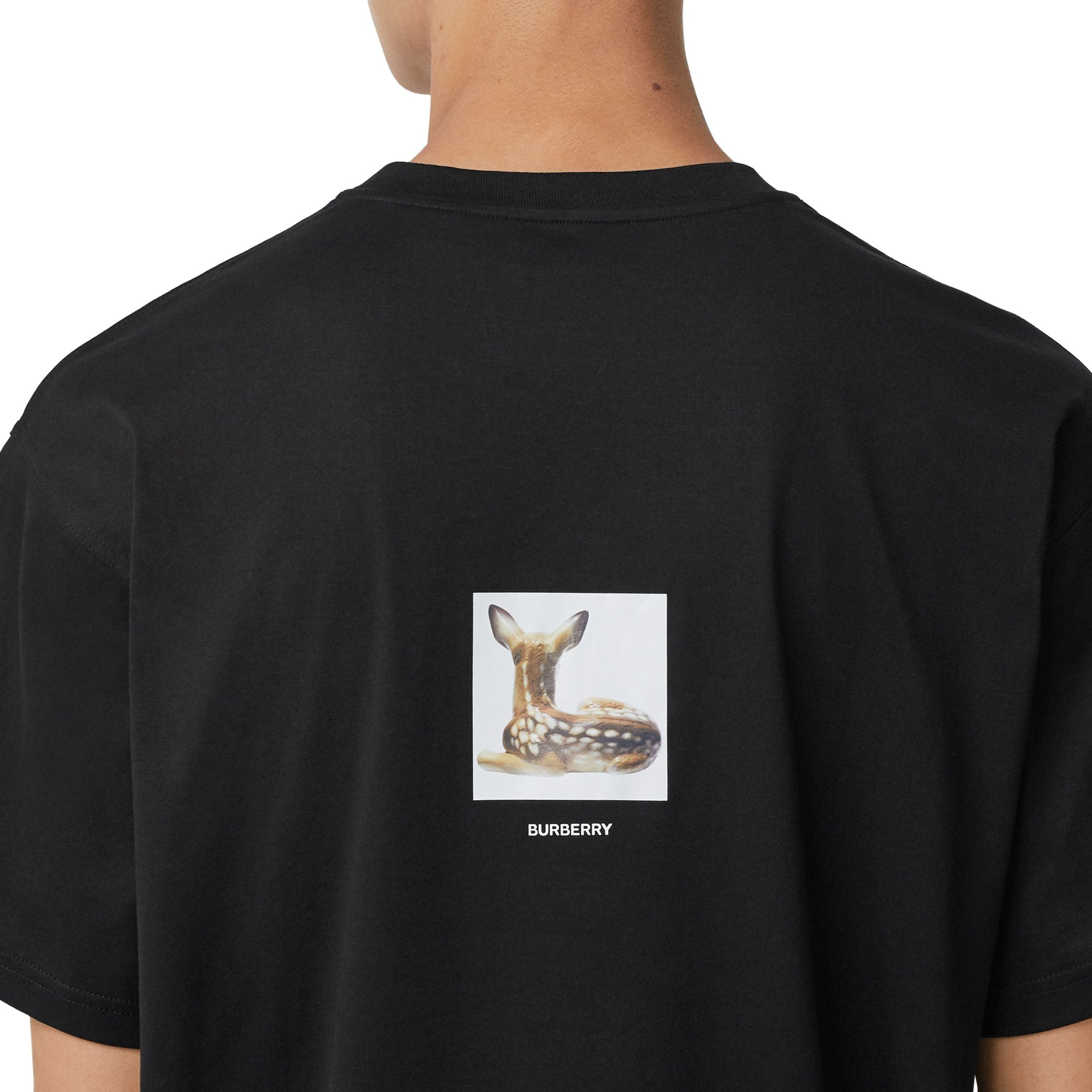 T-shirt oversize en coton à imprimé daim - Black