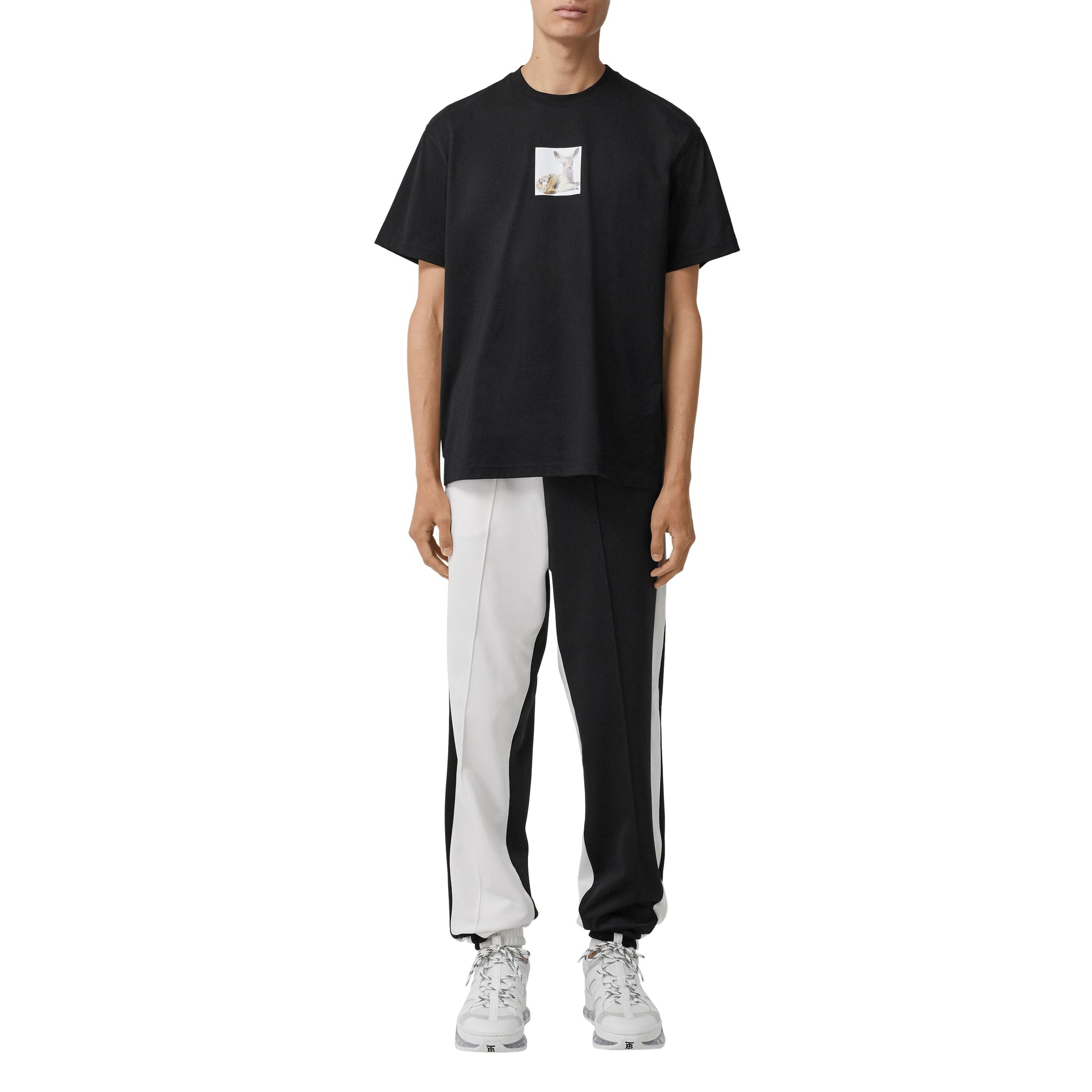 T-shirt oversize en coton à imprimé daim - Black