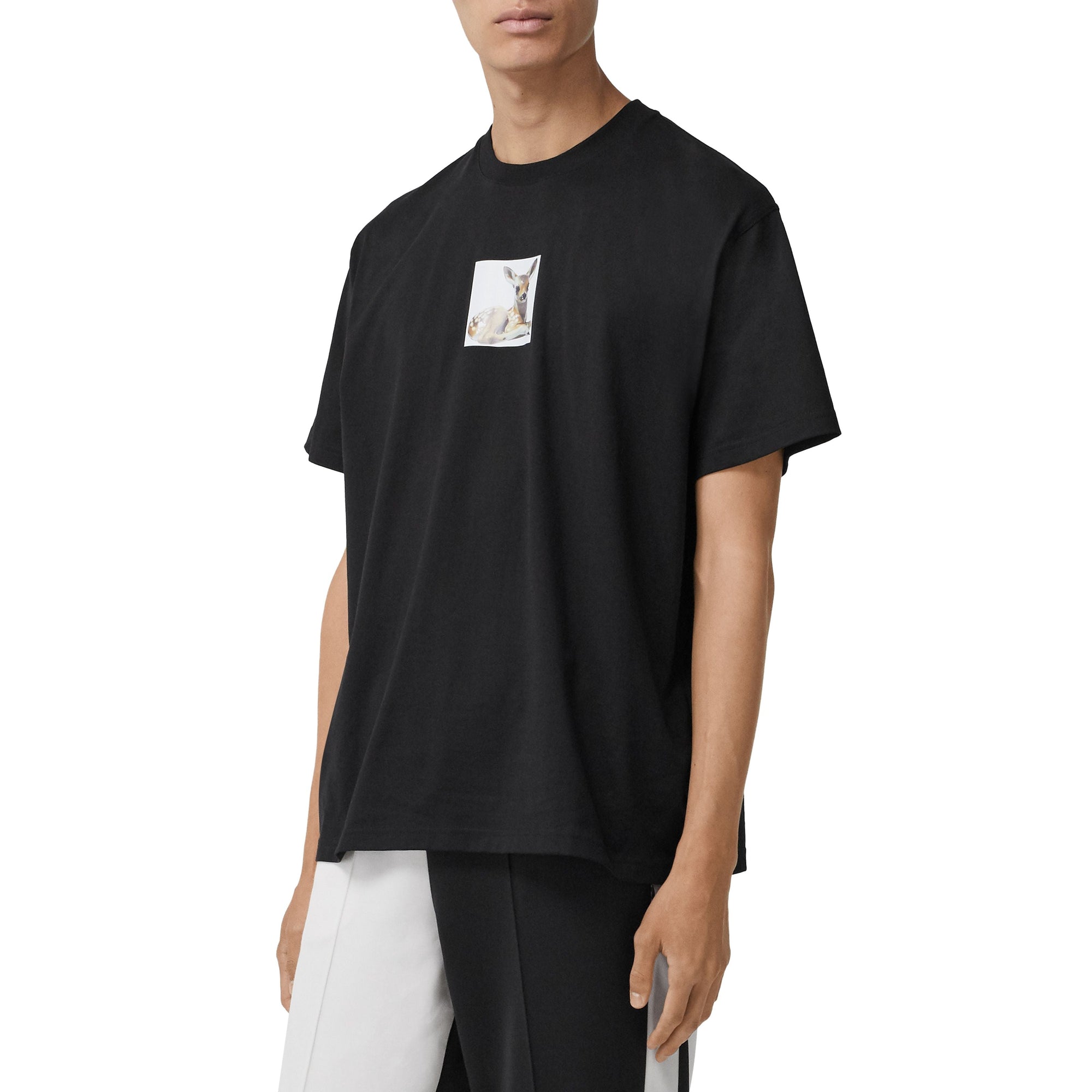 T-shirt oversize en coton à imprimé daim - Black