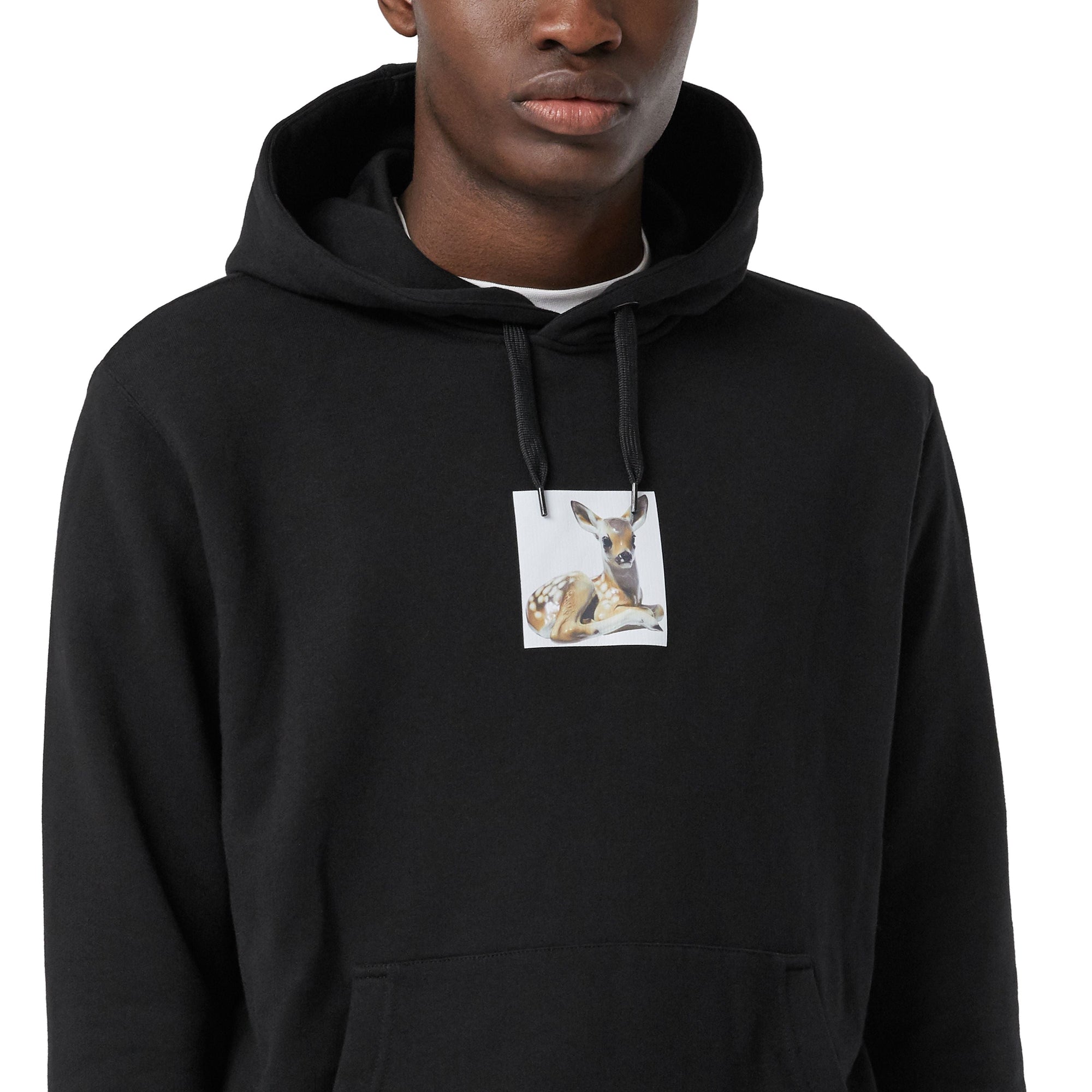 Hoodie en coton à imprimé daim - Black