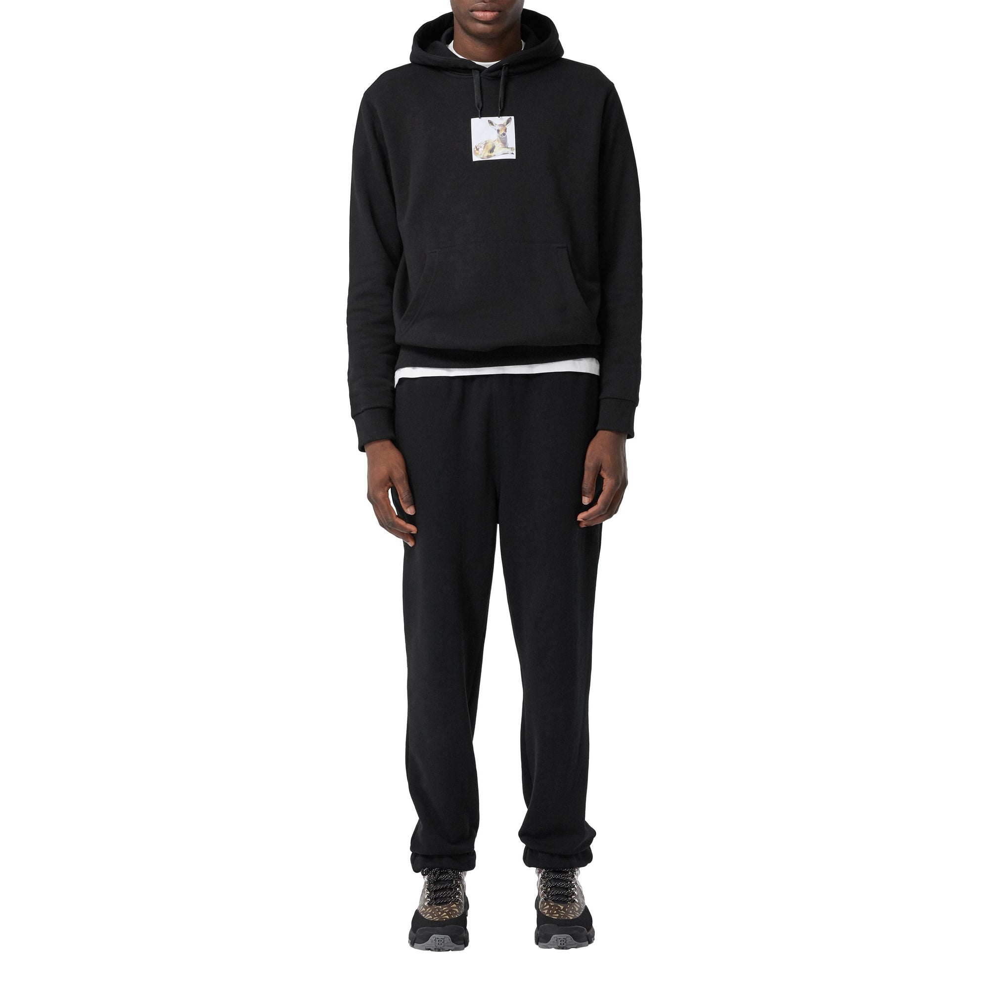 Hoodie en coton à imprimé daim - Black