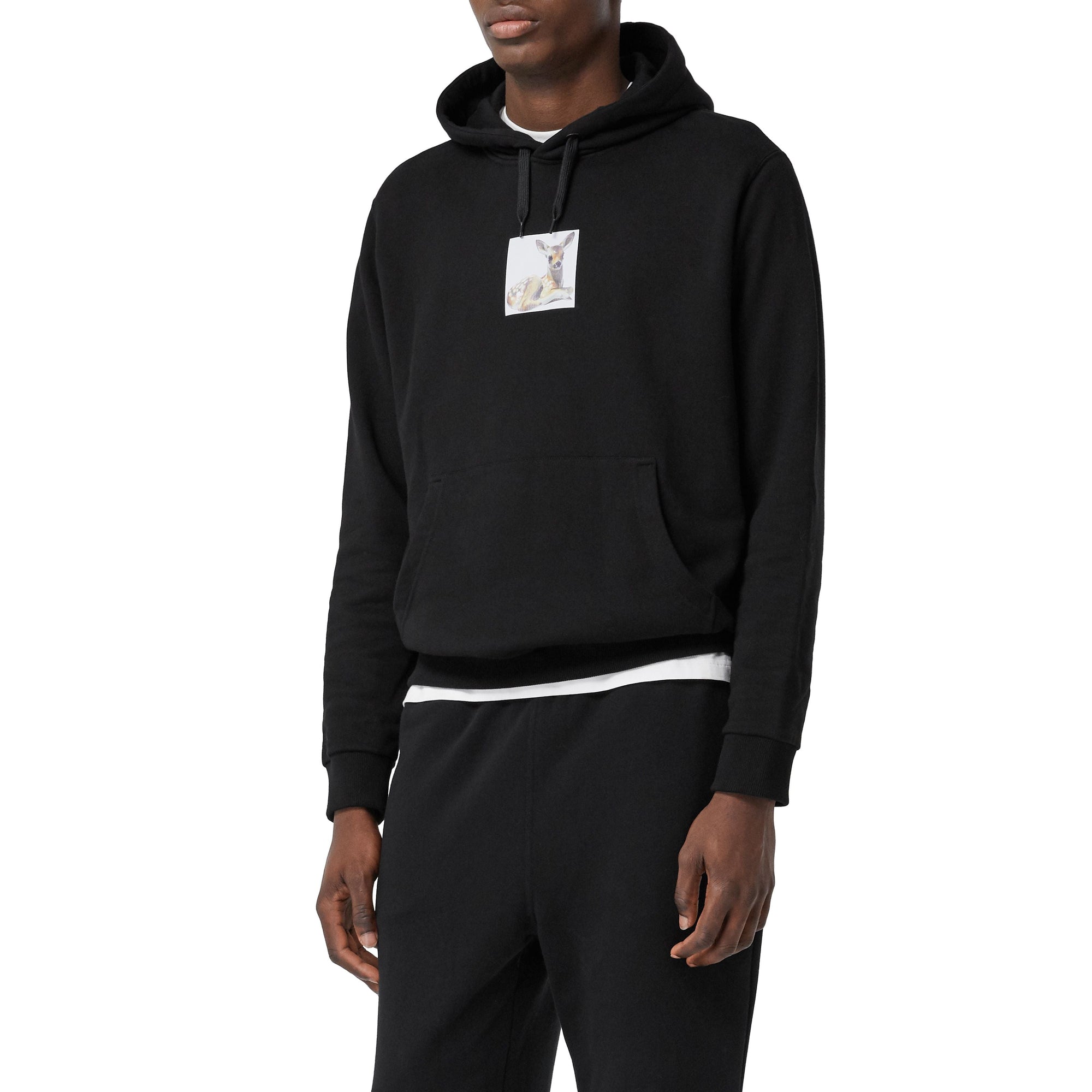 Hoodie en coton à imprimé daim - Black