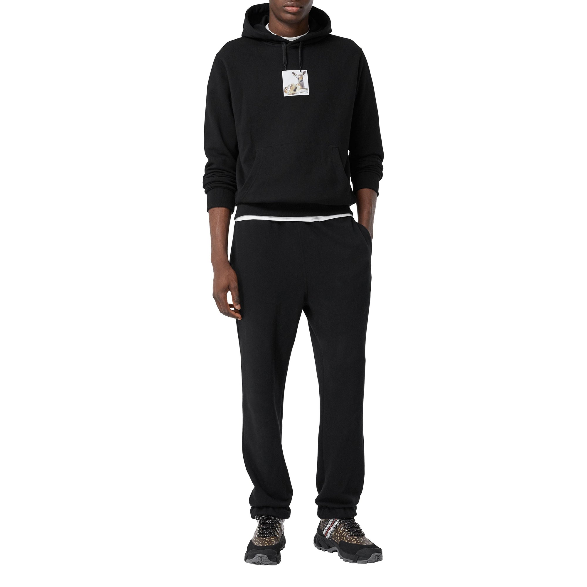 Hoodie en coton à imprimé daim - Black