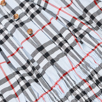 Robe en coton Vintage check avec panneau ruché - Pale Blue