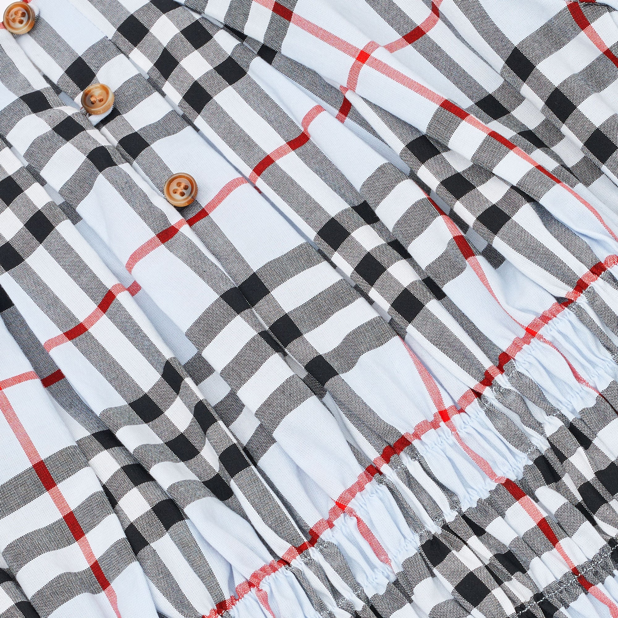 Robe en coton Vintage check avec panneau ruché - Pale Blue