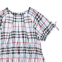 Robe en coton Vintage check avec panneau ruché - Pale Blue