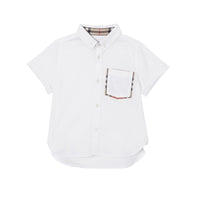 Chemise Oxford en coton à manches courtes avec Vintage check - White