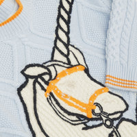 Robe pull en laine et cachemire torsadées à motif licorne - Light Blue