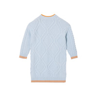 Robe pull en laine et cachemire torsadées à motif licorne - Light Blue