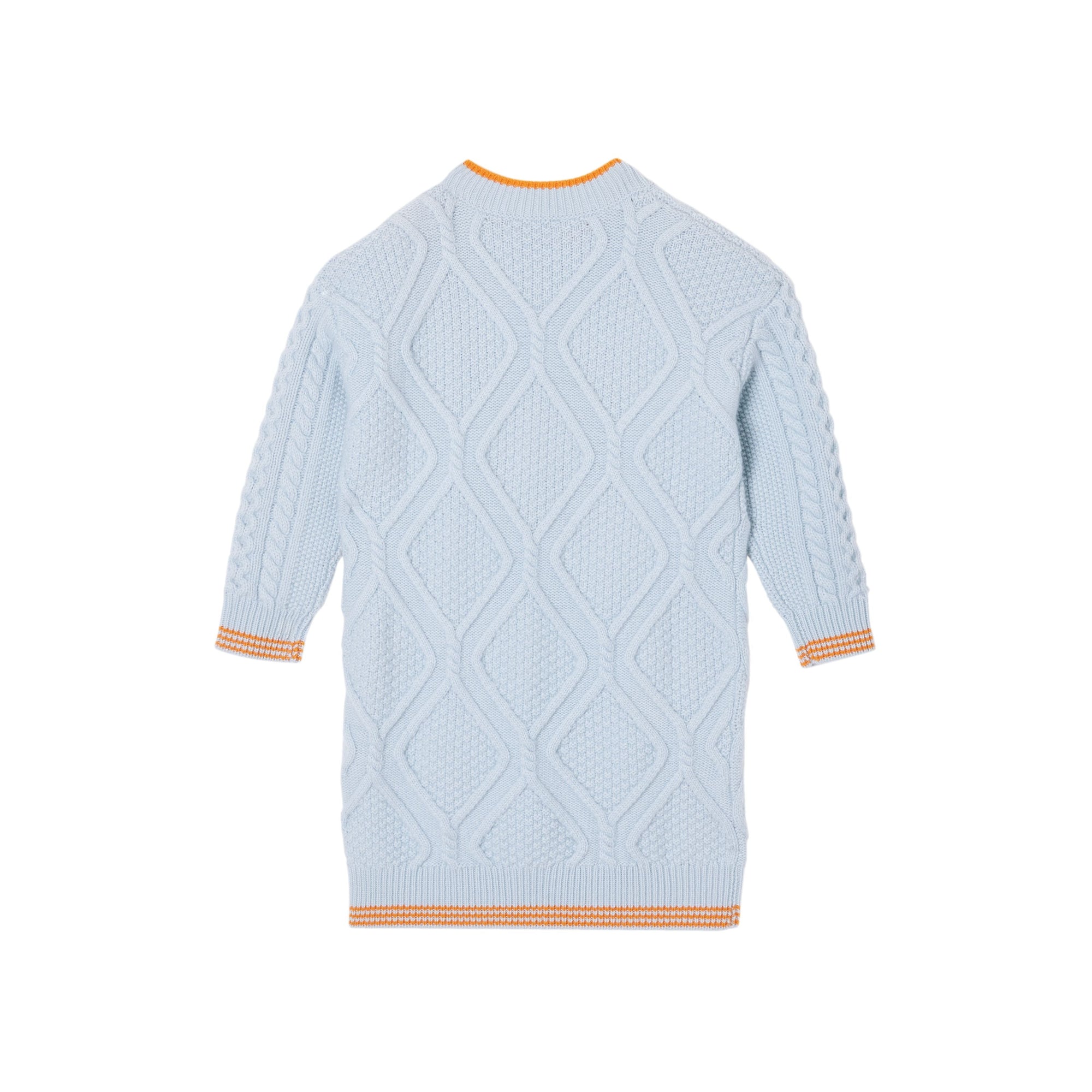 Robe pull en laine et cachemire torsadées à motif licorne - Light Blue
