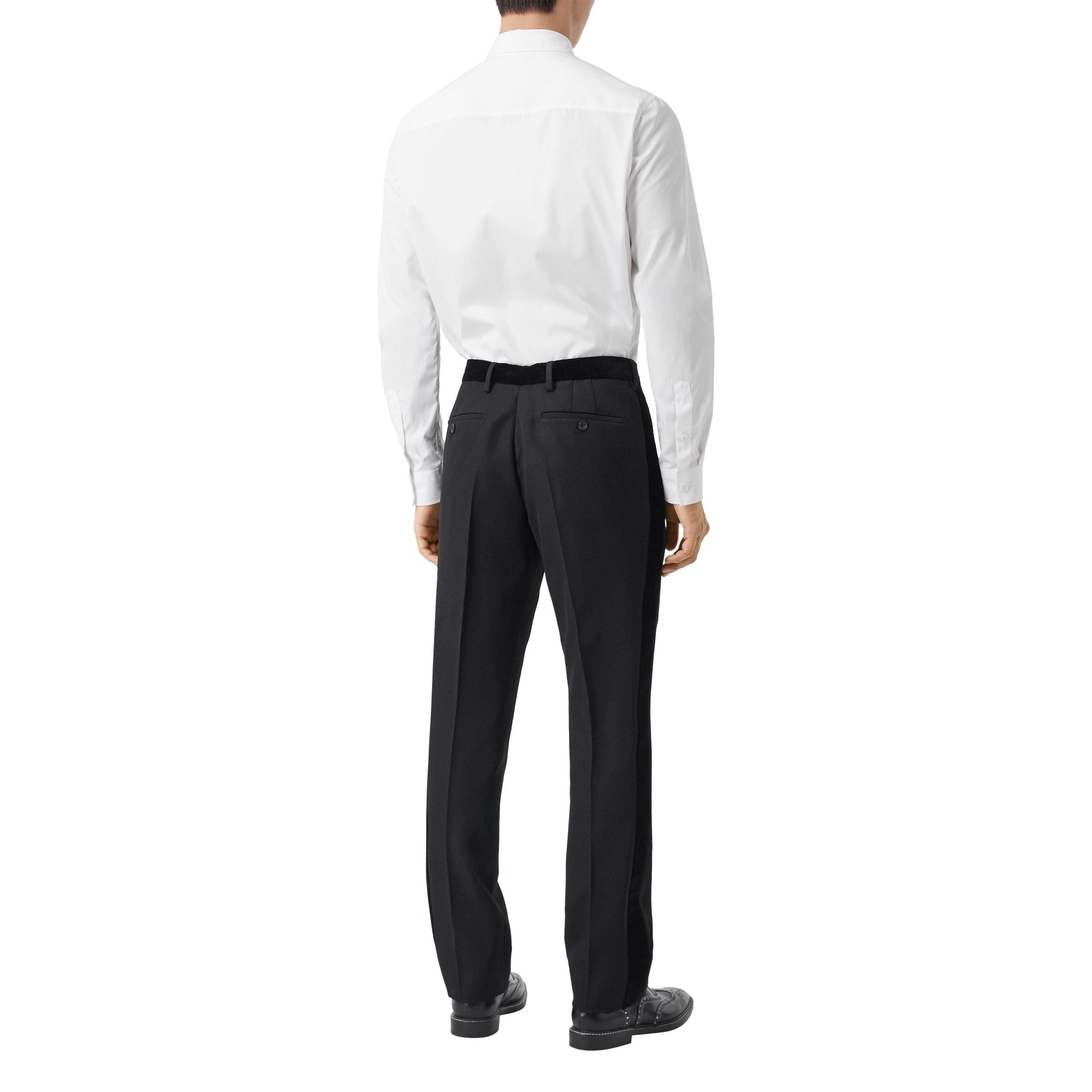 Pantalon de costume classique en laine avec velours - Black