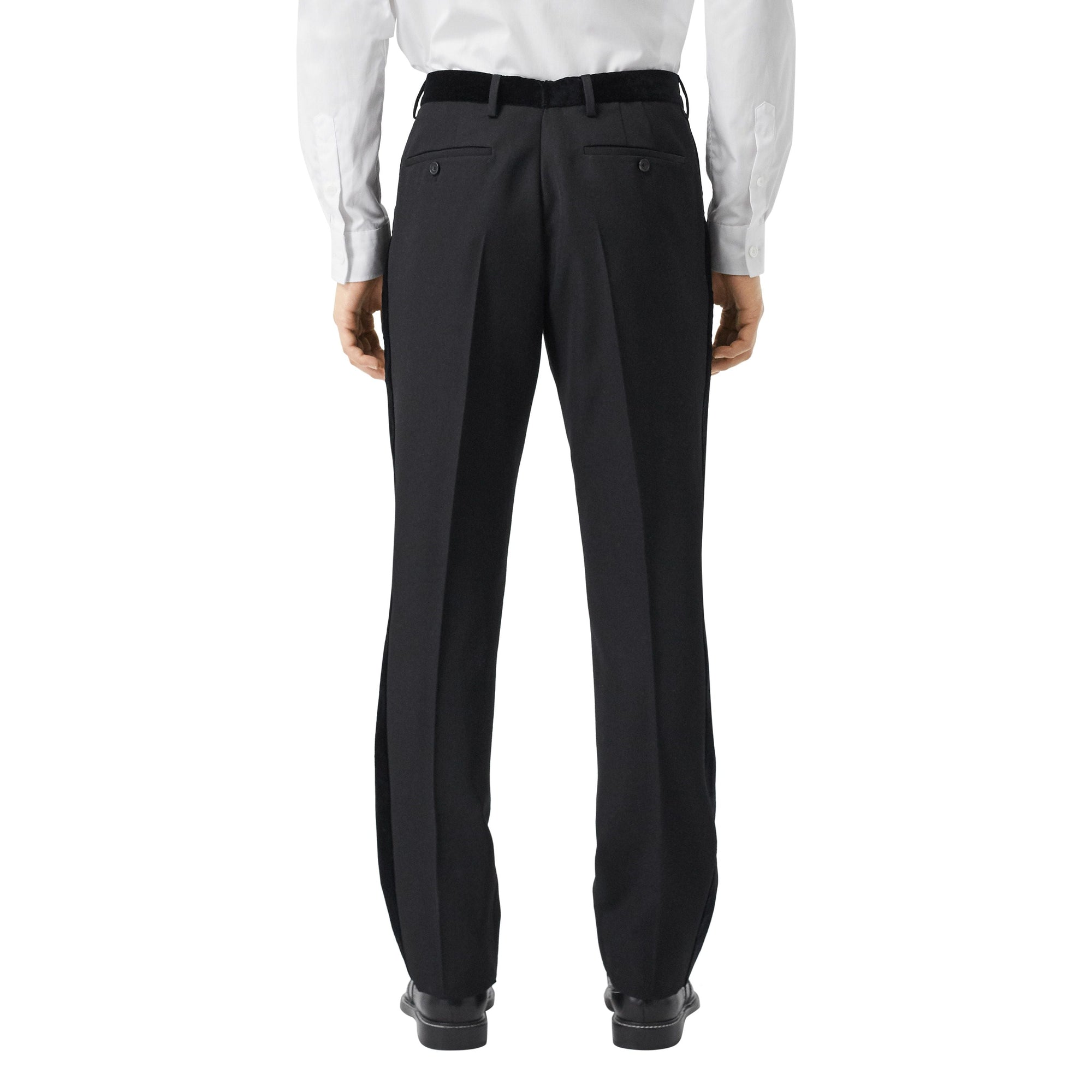 Pantalon de costume classique en laine avec velours - Black