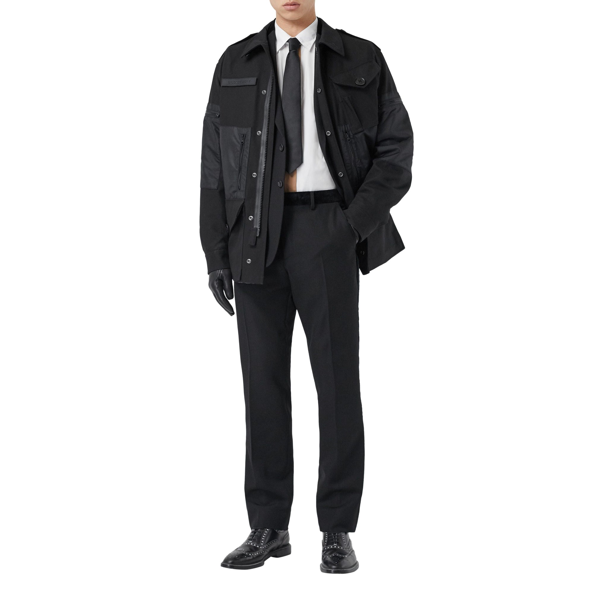 Pantalon de costume classique en laine avec velours - Black