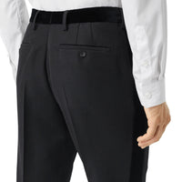 Pantalon de costume classique en laine avec velours - Black