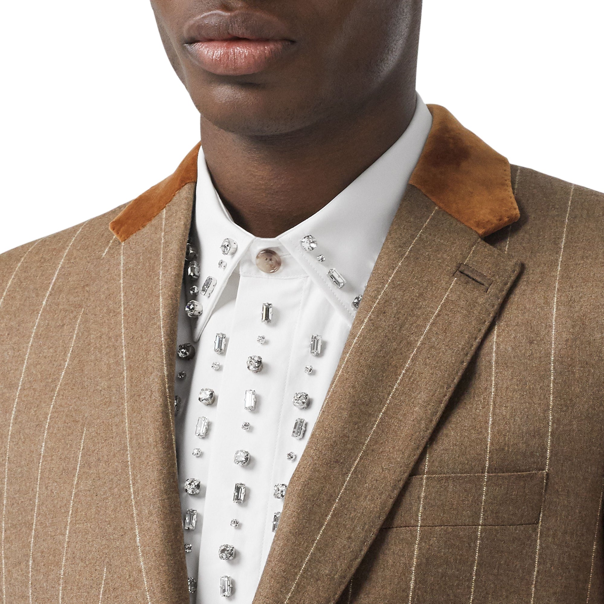 Veste de costume en laine et cachemire avec velours - Dark Tan