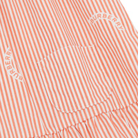 Robe en coton et soie rayée avec col ruché - Coral Orange