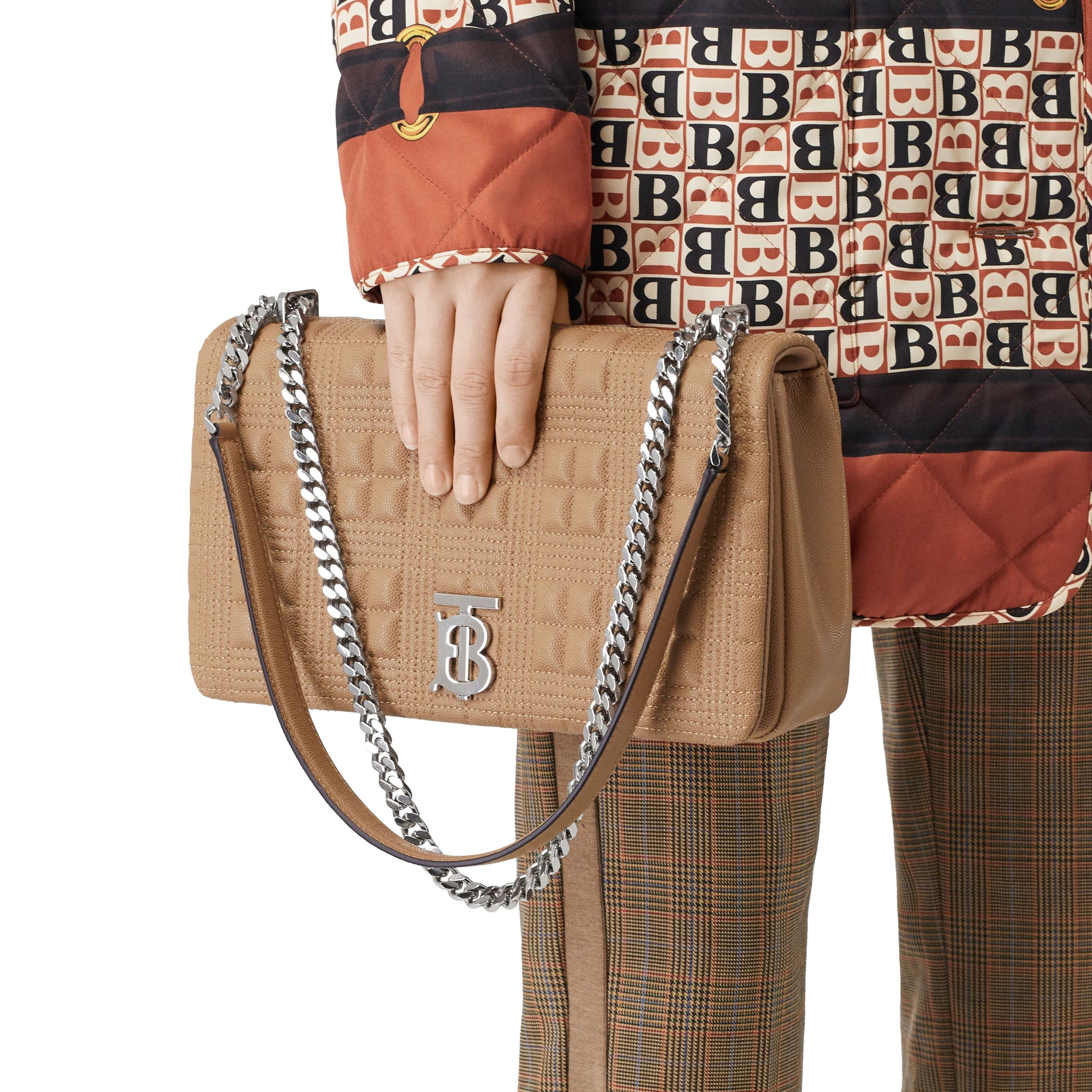 Sac Lola moyen matelassé en cuir grainé - Camel