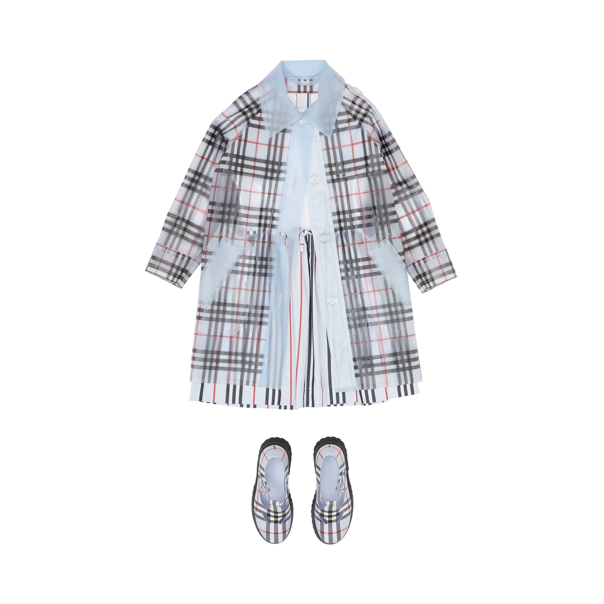 Trench check résistant aux intempéries - Pale Blue