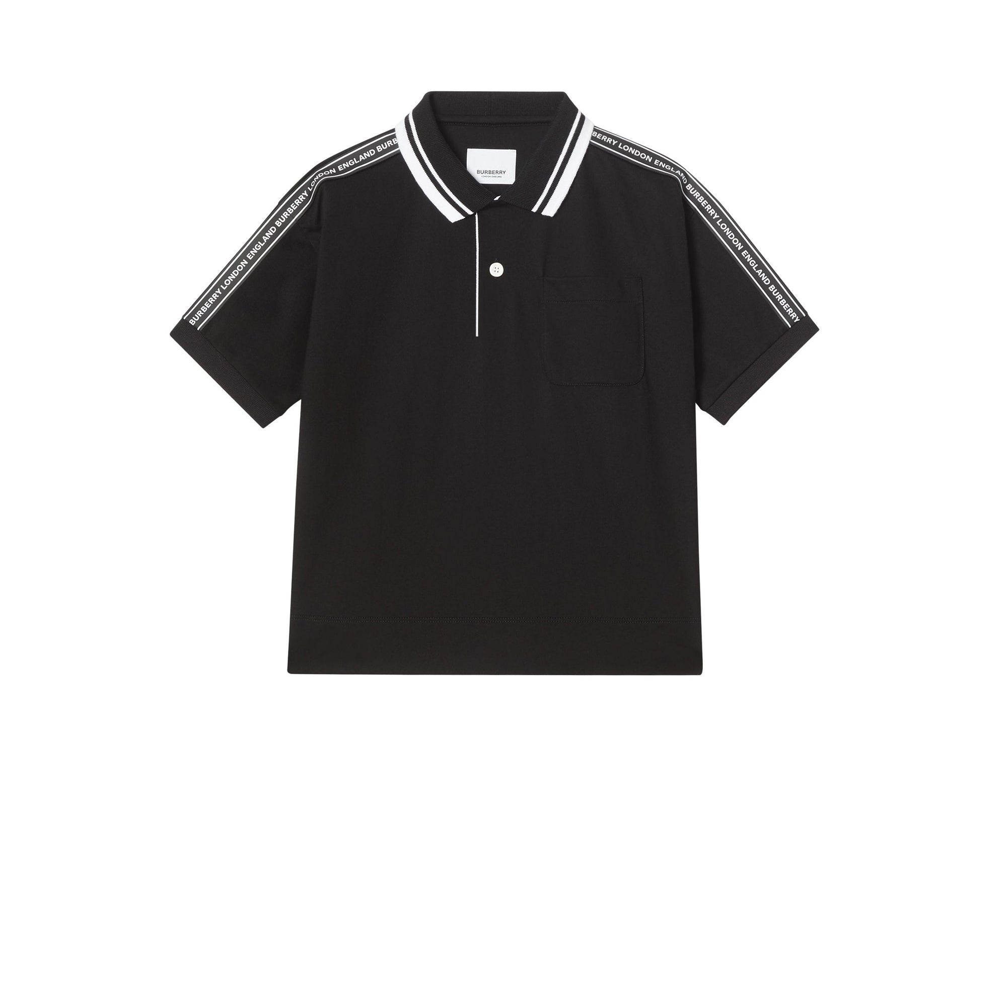 Polo en coton avec bande à logo - Black