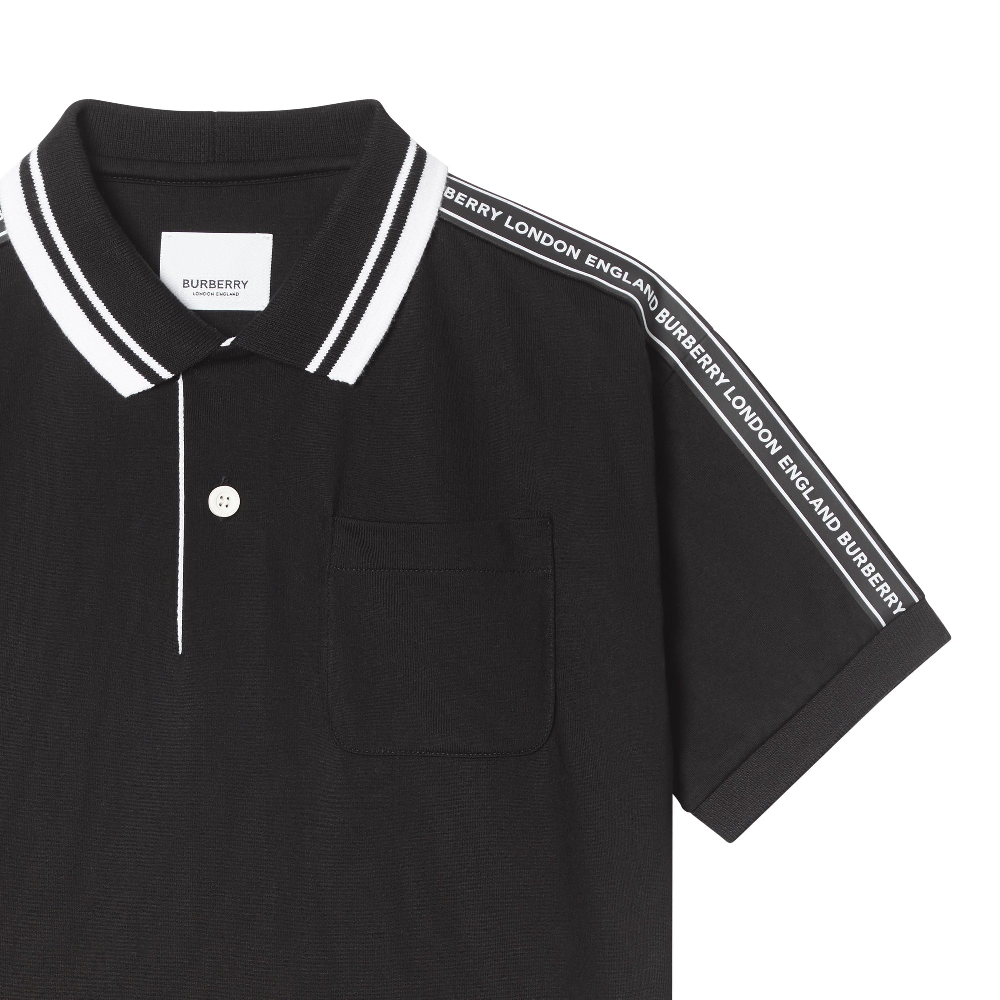 Polo en coton avec bande à logo - Black