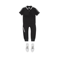 Polo en coton avec bande à logo - Black