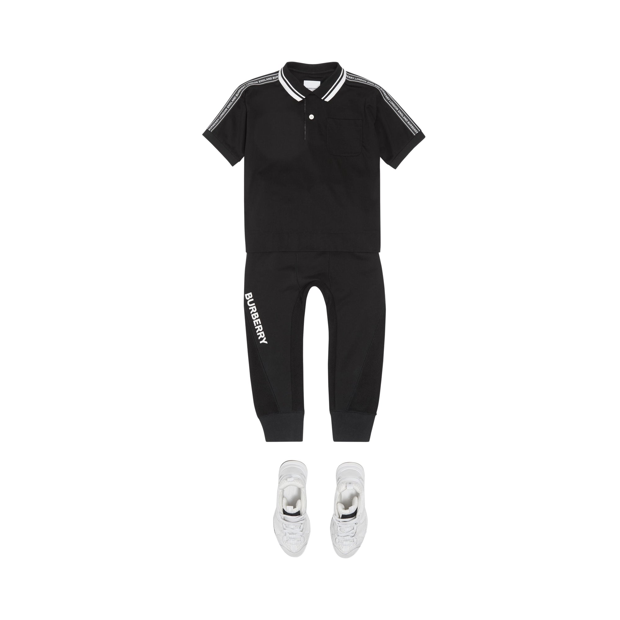 Polo en coton avec bande à logo - Black