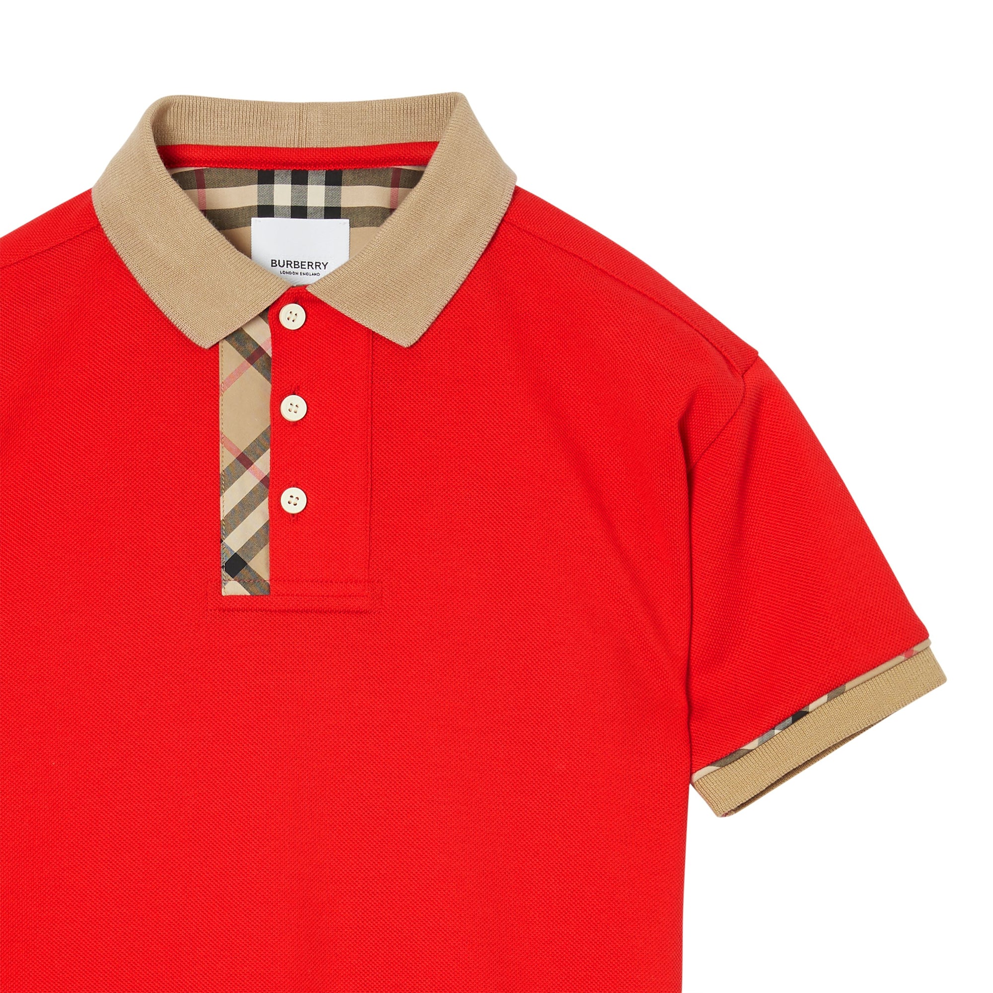 Polo en coton avec Vintage check - Bright Red