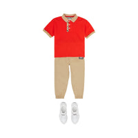 Polo en coton avec Vintage check - Bright Red